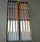 Vtg Scandinavian Denmark Fondue/appetizer Forks Picks 9.5 Wood Handles Set Of 8. Fixed Price $44.99.