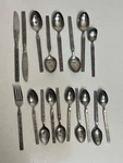 18 Pcs. Mcm Nasco Costellano Flatware, Korea Stainless, Knives Forks Spoons. Fixed Price $20.00.