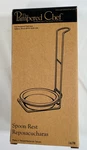 Pampered Chef Spoon Rest #1678 Metal Stand White Round Ceramic Dish W/box New. Fixed Price $20.00.