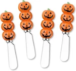 Halloween Jack-o-lantern Cheese Spreader Set Of 4, Knife, Spooky Tabletop. Fixed Price $24.99.