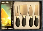 Metalla Set 4 Cheese Knives Soft Grip Handles Stainless Steel Blades. Fixed Price $12.50.