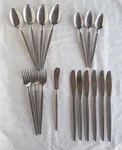 (17) Pcs Stanley Roberts Japan Made Astro Satin 6 1/2" Stainless Salad Forks. Fixed Price $19.00.