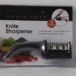 Magic Chef 3 Level Manual Knife Sharpener Black Non-slip Grip Ergonomic Handle. Fixed Price $17.99.