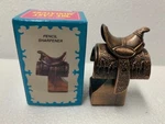 Saddle Bronze Die Cast Metal Collectible Pencil Sharpener New / Box. Fixed Price $9.95.