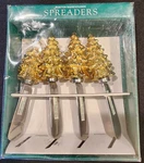Christmas Trees Cheese Spreaders Goldtone Set Of 4 New Boston Warehouse. Fixed Price $12.00.