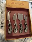 The Global Market India 4 Piece Seahorse Cheese Spreader Butter Knife Pewter New. Fixed Price $12.00.