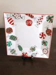 Food Network Holiday Sweets Candy Porcelain Square Dessert Plate Microwave Safe. Fixed Price $22.99.