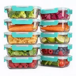 Kamota Glass Food Storage Containers 10 Pack Airtight Meal Prep 22OZ Green Lids. Fixed Price $56.56.