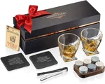 Whiskey Glass And Stone With Black Gift Case Two 10OZ Lead-free Crystal. Fixed Price $49.85.