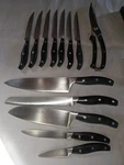 Berghoff 13 Piece Knife Set Belgium Rostfrei X30CR14 Bread Chef Shears & Steak. Fixed Price $74.25.