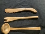 Pampered Chef Bamboo Serving Set 3-PIECE, #2048, Ladle, Fork, Spreader. Fixed Price $13.44.