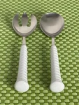 Noritake Primastone White Stainless Serving Fork & Spoon 18-8 Japan Flatware E22. Fixed Price $49.95.