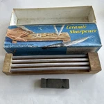 Colorado Ceramic Abrasives Double Type Sharpener CS-24 Oak Base /storage Usa. Fixed Price $29.95.