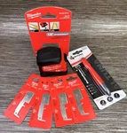 Lot Milwaukee 2 9/16" Switch Blades, 16FT Tape Measure, Altuna Sharpener. Fixed Price $55.00.
