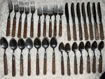 (31) Washington Forge Town & Country Flatware Usa Wooden Handles Lot. Fixed Price $79.99.
