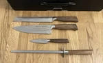 Messermeister Royale Elite Walnut 5 Piece Knife Block Set. Fixed Price $385.00.