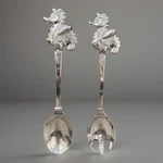 Nwt Beach Seahorse Silver Serving Spoon Fork Set Salad Pasta Mexico 12". Fixed Price $8.00.
