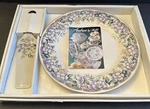 Andrea By Sadek Donna Pattern Porcelain Cake Plate & Server With Box #10864. Fixed Price $22.99.