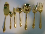 CACHE-24K Gold Electroplate Hostess Set Yamazaki Japan 7 Pieces. Fixed Price $229.95.