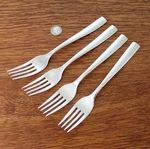 Hampton Forge Tomodachi Stainless Carolina All Four Salad Forks Hammered 7 1/8". Fixed Price $19.99.
