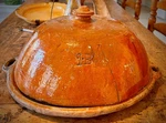 French Antique Confit Pottery Glazed Bistro Cheese Platter Plate Bell Lid Vessel. Fixed Price $1025.00.