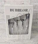 Vintage Ikea Bubblor Clear Bubble Stainless Steel Cutlery Set Of 18 Open Box. Fixed Price $70.00.