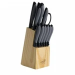 Gibson Home Dorain 14 Piece Stainless Steel Cutlery Set Black With Wood Block. Fixed Price $27.38.