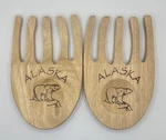 Alaska Souvenir Bear Claw Hand Tosser Wooden Salad Pasta Servers 6 1/4". Fixed Price $6.99.