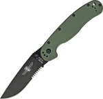 Ontario 1 Linerlock Green Folding AUS-8 Serrated Pocket Knife 8847OD. Fixed Price $45.95.