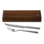 Wusthof 2 Piece Stainless Carving Set With Walnut Box G1097. Fixed Price $84.99.