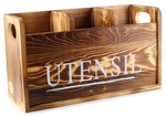 Rustic Brown Kitchen Utensil Holder 3 Compartment Counter Cooking Organizer. Fixed Price $53.56.
