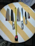 Set Of 3 Sabatier Chef Knives - Forged Steel With Edgekeeper Sharpening Sleeves. Fixed Price $28.80.