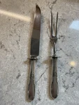 Vintage Sterling Silver Handles Meat Carving Set Fork Knife. Fixed Price $110.00.