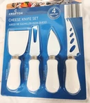 Crofton 4-PC Knife Set White, Fork, Parmesan, Flat & Hard Cheese, New. Fixed Price $9.99.