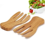 Salad Hands Tosser Servers Tongs Bamboo Kitchen Helper Pack Of 2. Fixed Price $18.42.