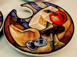 Joie Party Plates Wine And Cheese Hors Doeuvres Ceramic Set Of Four. Fixed Price $20.70.