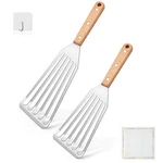 2 Pack Stainless Steel Spatula With Wooden Handle, Flexible Fish Perfect. Fixed Price $11.16.