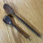Antique Salad Server Wooden Spoon Fork Country Farm Rustic Original Serving Usa. Fixed Price $9.99.