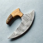 Usa Sword & Blade Armory Damascus Steel Ulu Rocker Knife Two-tone Wood + Sheath. Fixed Price $29.28.