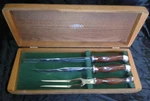 Gorgeous Cutco 3-PIECE Carving Set W/ Wooden Presentation Case. Fixed Price $329.99.