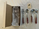 Nib Ginkgo Prix Red 4-PIECE Hostess Set Spoon X2 Fork & Ladle. Fixed Price $49.99.