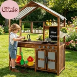 Mud Kitchen With Canopy, Fir Wood Play For Toddlers, Garden Sink, Stoves. Fixed Price $286.25.