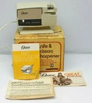 New Box Vintage Almond Oster Knife & Scissors Sharpener #511-06 1979 Usa. Fixed Price $59.99.