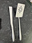 Vtg Ss Regent Sheffield Atomic Starburst Spatula And Server Hanging Hook Mcm. Fixed Price $30.00.