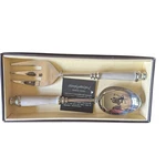 Simplydesignz Modern Metals Spoon Fork Salad Serving Set Servers Ivory. Fixed Price $19.95.
