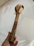The Global Market Salad Server Fork Spoon Carved Wood New Food Utensil. Fixed Price $11.99.
