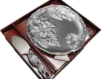 Arthur Court Magnolia Cheese Plate Server Set In Box. Fixed Price $20.00.