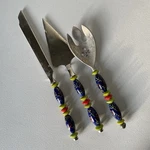 Kitchen Utensils Spoon Pie Server Knife Ceramic Pottery Handle Steel Set Of 3. Fixed Price $25.00.