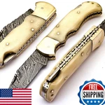 Skokie Knives Ltd Custom Hand Made Damascus Steel Hunting Folding. Fixed Price $27.86.