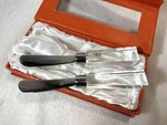Nos Oleg Cassini Crystal Cheese Spreader Knife Set Signed. Fixed Price $14.00.